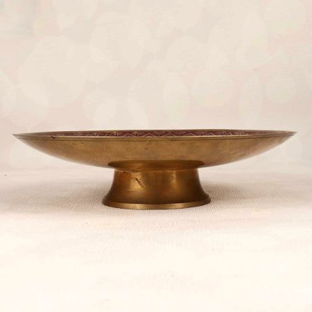 Beautiful Red Enamel Finish Brass Fruit Bowl for Decoration