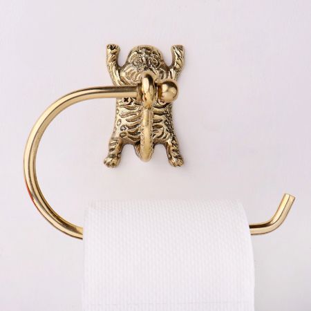Handmade Brass Tiger Design Toilet Paper Holder for Bathroom