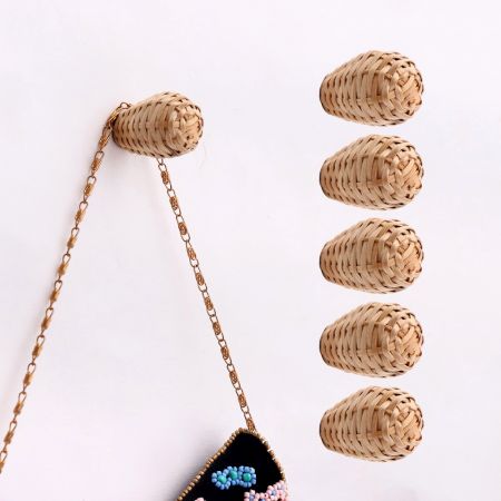 Rattan Natural Decorative Wall Hooks-6 Pieces