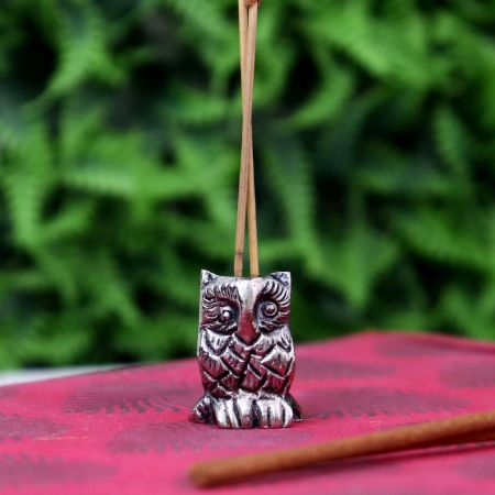 Silver Brass Owl Decorative Incense Holder Paper weight