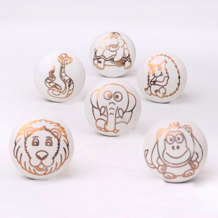 Golden Animals Pattern Ceramic Dresser Knobs-6 Pieces