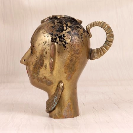 Traditional Brown Brass Gauri Head Statue for Temple
