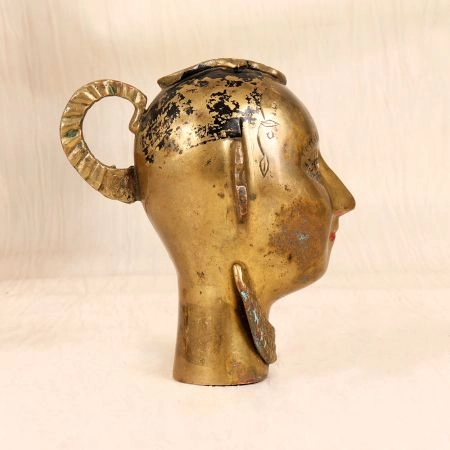Traditional Brown Brass Gauri Head Statue for Temple