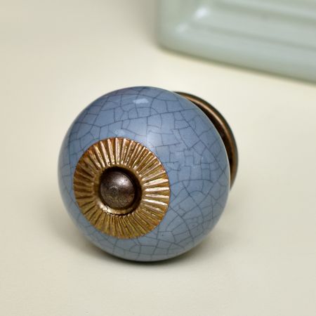Grey Crackle Ceramic Drawer Knob