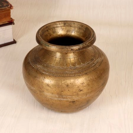 Handcrafted South Indian Brass Holy Water Pot for Flower Decor