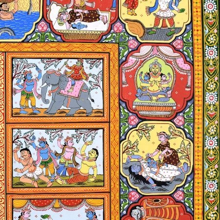 Hand-Painted Beautiful Lord Krishna's Cloth Paper Painting