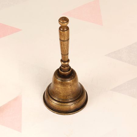 Indian Traditional Brass Temple Bell with Handle for Prayer