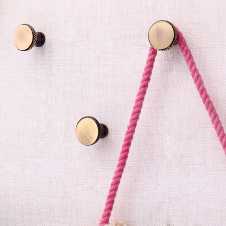 Antique Round Brass Wall Hooks-3 Pieces