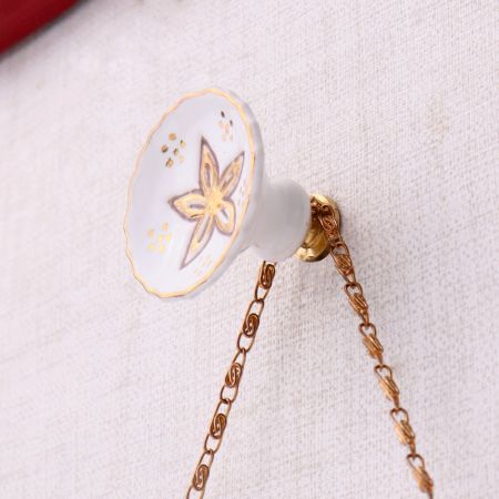 Golden Flower Ceramic Wall Hook