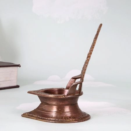 Indian Traditional Finest Brass Gaja Laxmi Oil Lamp for Decor
