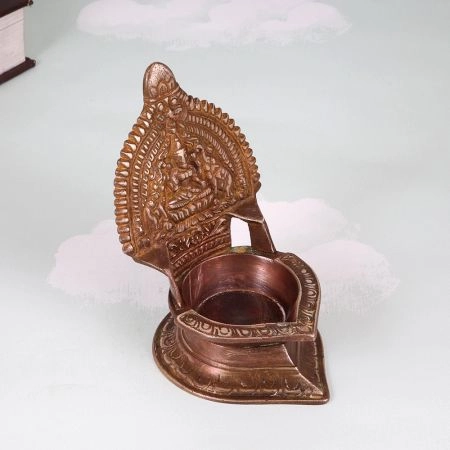 Indian Traditional Finest Brass Gaja Laxmi Oil Lamp for Decor