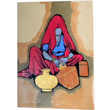 Modern Art Style Canvas Painting by Artist Ashok Jadav 126 x 86 cm