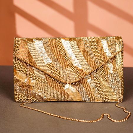 Beautiful Soft Cotton and Beads Women Hand Bag