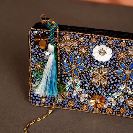 Floral Pattern Handmade Cotton Beads Women Hand Bag