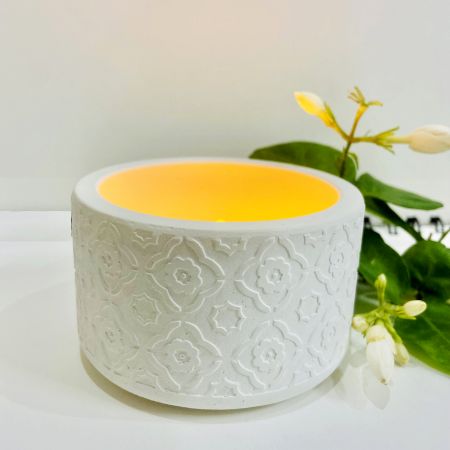 Beautiful White Cemented Candle Holder/Tea Light Holder