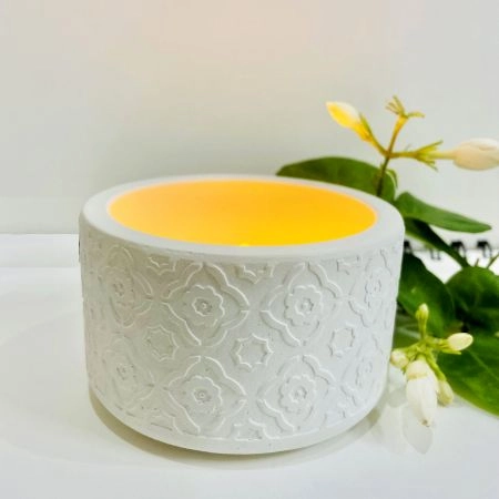 Beautiful White Cemented Candle Holder/Tea Light Holder