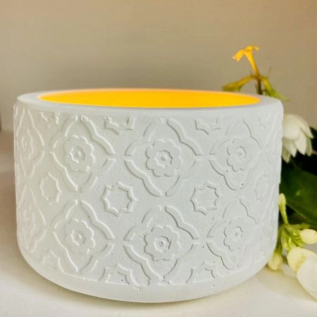 Beautiful White Cemented Candle Holder/Tea Light Holder