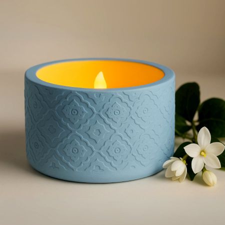 Blue Cemented Candle Holder/Tea Light Holder for Decoration