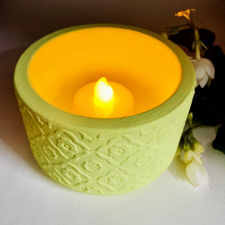 Green Cemented Candle Holder/Tea Light Holder