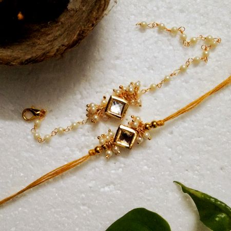 Unique Rakhi with Kundan, Acrylic Beads