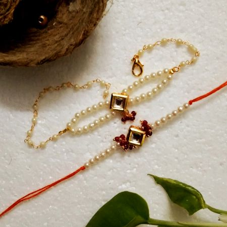 Designer Rakhi Crafted with Acrylic Beads, Kundan