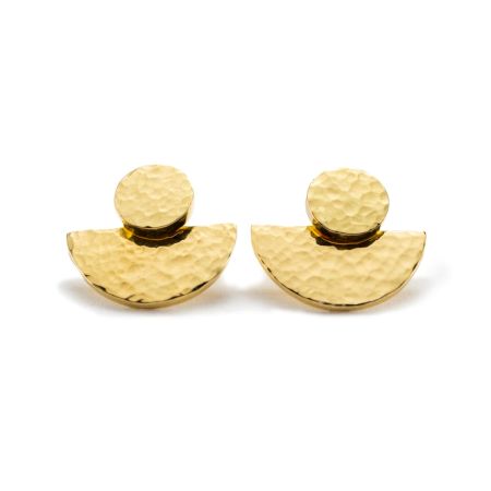 Hammered half moon Stud Earring, Brass 22k gold plated earring, Wholesale jewelry