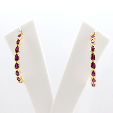 Pink Cz circle hoop earring, Brass with 22k gold plated, Gifts jewelry