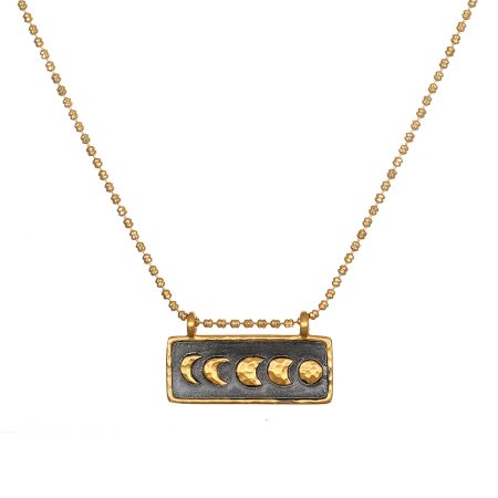 Self Evolution Moon Phase Necklace, Brass with 18k gold plated necklace for women, Handmade jewelry