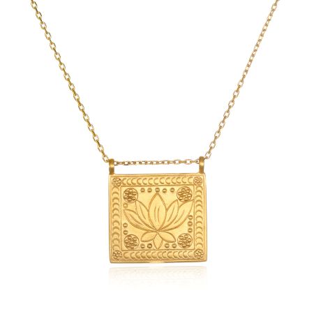Lotus pendant necklace for women,  Brass with 22k gold plated, Handmade jewelry