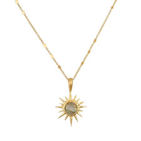 Labradorite gemstone necklace, Brass with 22k gold plated, Handmade Brass jewelry