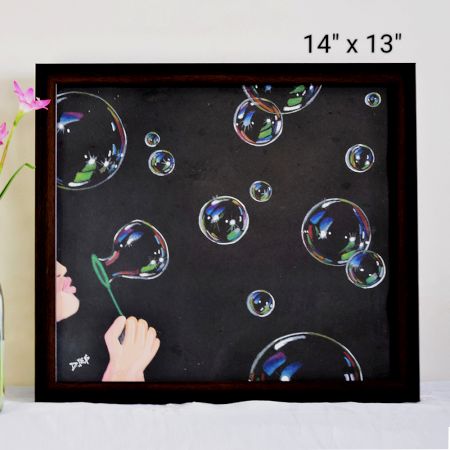 Realistic Bubble Artwork on Paper by Artist Dimpana | 14 x 13 Inches