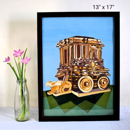 Rock Chariot of Hampi Poster Paint Illustration by Artist Dimpana | 13 x 17 Inches