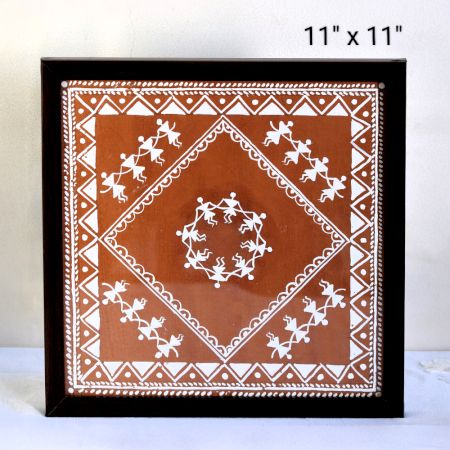 Warli Folk Art – Poster Colour Painting on Paper by Artist Dimpana | 11 x 11 Inches