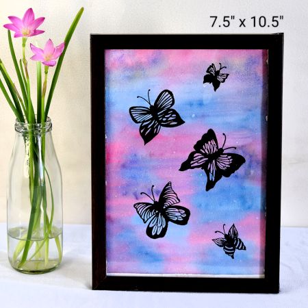 Butterflies – Watercolor Butterfly Silhouette Art on Paper by Artist Dimpana | 7.5 x 10.5 Inches