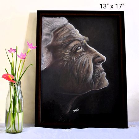 Old Woman – Soft Pastels Portrait on Paper by Artist Dimpana | 13 x 17 Inches