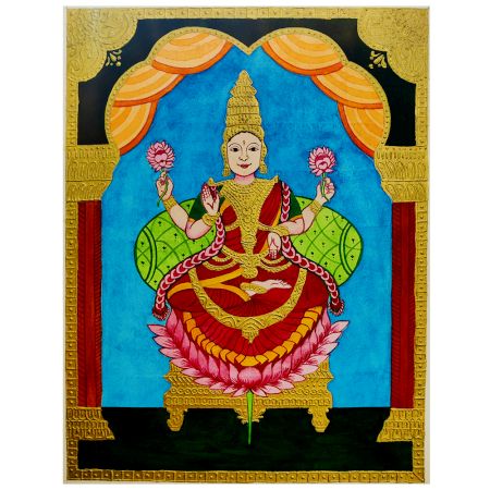 Lakshmi Mysore Painting – Traditional Religious Artwork Art on Paper by Artist Dimpana |10 X 12 Inches