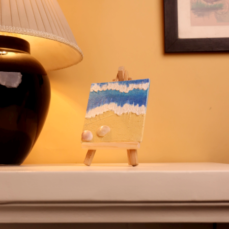 Mini Beach Canvas Art with Shells for Décor