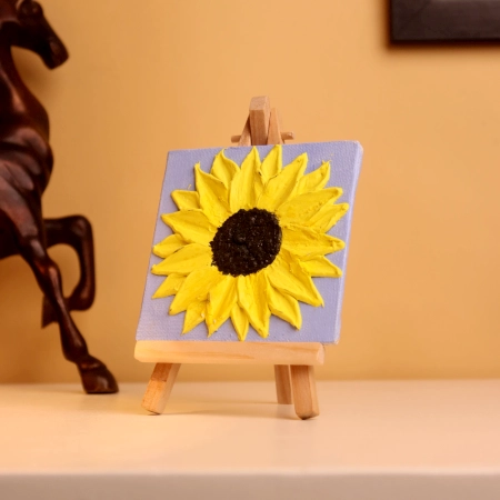 Mini 3D Sunflower Canvas Painting with Textured Art