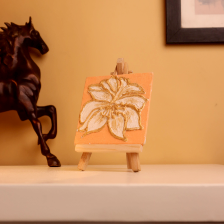 Gold-Outlined Floral Mini Canvas Textured Artwork