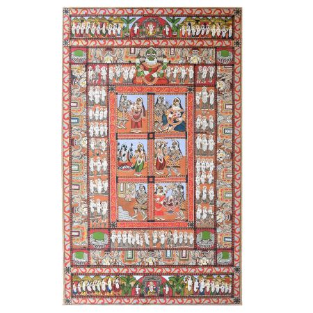 Traditional Odisha Pattachitra Painting on Cloth Depicting the Ramayana Story by Artist Sahajan Chitrakar