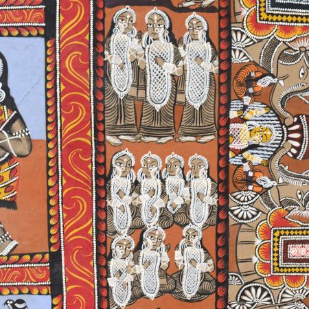 Traditional Odisha Pattachitra Painting on Cloth Depicting the Ramayana Story by Artist Sahajan Chitrakar
