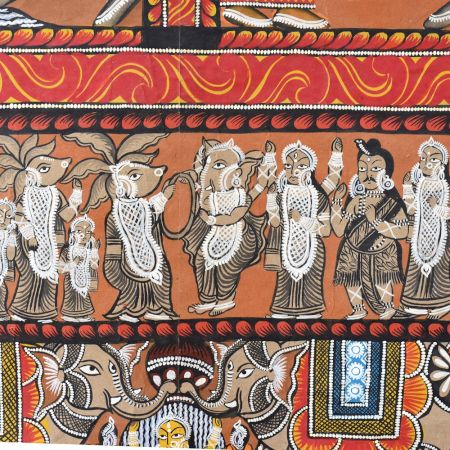 Traditional Odisha Pattachitra Painting on Cloth Depicting the Ramayana Story by Artist Sahajan Chitrakar