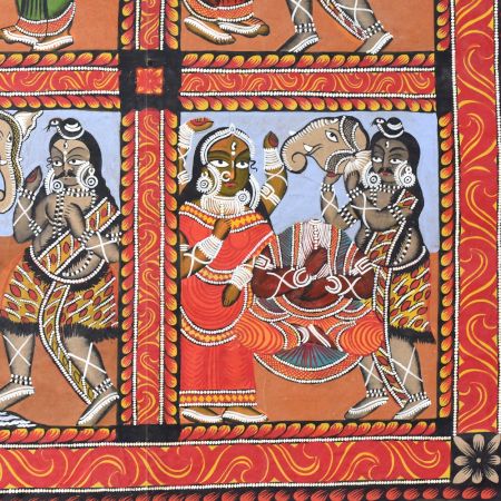 Traditional Odisha Pattachitra Painting on Cloth Depicting the Ramayana Story by Artist Sahajan Chitrakar