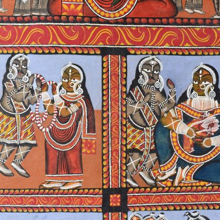 Traditional Odisha Pattachitra Painting on Cloth Depicting the Ramayana Story by Artist Sahajan Chitrakar