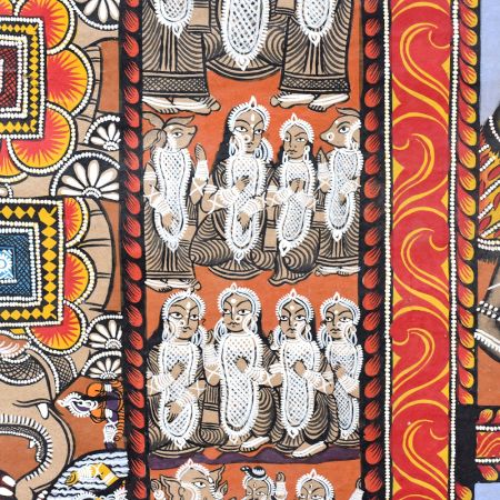 Traditional Odisha Pattachitra Painting on Cloth Depicting the Ramayana Story by Artist Sahajan Chitrakar