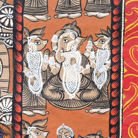 Traditional Odisha Pattachitra Painting on Cloth Depicting the Ramayana Story by Artist Sahajan Chitrakar
