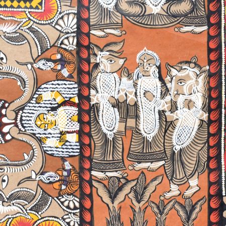 Traditional Odisha Pattachitra Painting on Cloth Depicting the Ramayana Story by Artist Sahajan Chitrakar