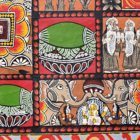 Traditional Odisha Pattachitra Painting on Cloth Depicting the Ramayana Story by Artist Sahajan Chitrakar