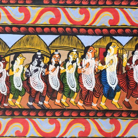 Traditional Odisha Pattachitra Painting on Cloth Depicting the Ramayana Story by Artist Sahajan Chitrakar
