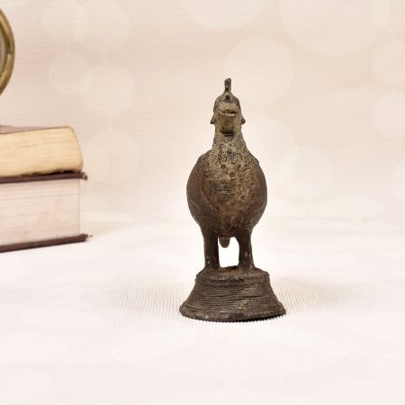 Handmade Vintage Brass Cock Statue in Dhokra Art for Decor